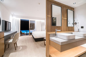 Woonvoorbeeld Dazzling blue kamer met dompelbad